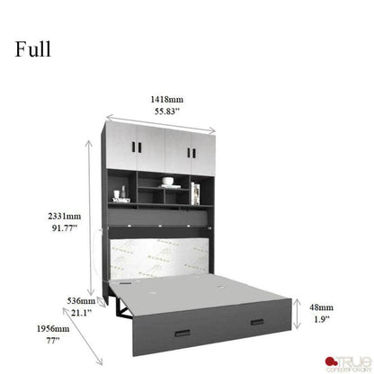 Pending - Review Hyde Light Grey and Dark Grey Murphy Cabinet Bed with Gel Memory Foam Mattress - Available in 4 Sizes