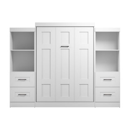 Modubox Edge Full Murphy Bed and Closet Organizers with Drawers (110W) in White