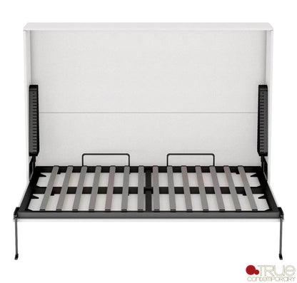 True Contemporary Murphy Wall Bed Heidi II White Horizontal Murphy Wall Pull Down Bed - Available in 3 Sizes