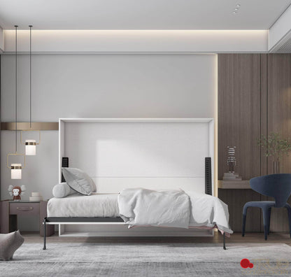 True Contemporary Murphy Wall Bed Heidi II White Horizontal Murphy Wall Pull Down Bed - Available in 3 Sizes