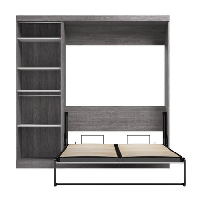 Modubox Nebula Full Murphy Bed with Closet Organizer (84W) in Bark Grey & White