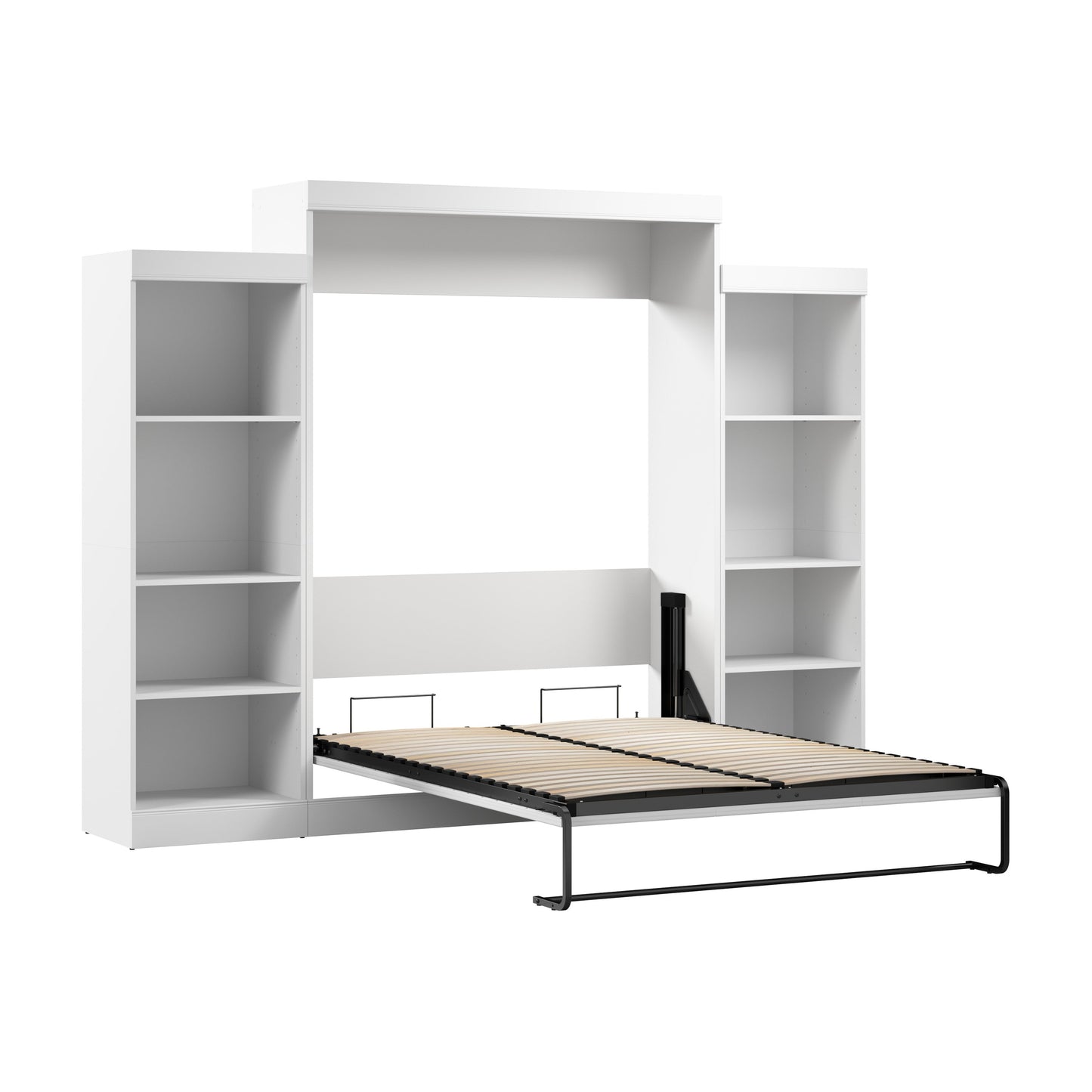 Modubox Edge 116W Queen Murphy Bed with Closet Organizers (115W) in White