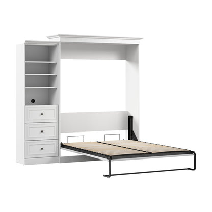 Modubox Versatile Queen Murphy Bed and Closet Organizer with Drawers (92W) in White