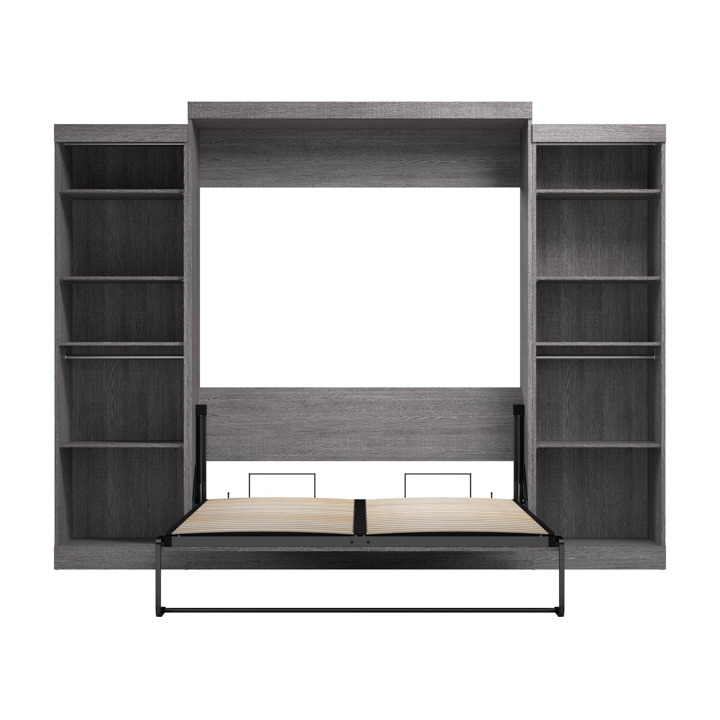 Modubox Nebula Queen Murphy Bed with 2 Closet Organizers (115W) in Bark Grey